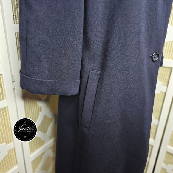 Jones NY Navy Blue Two Button 3/4 Raglan Cuffed Sleeve Long Jacket Size 14 - Picture 5 of 12